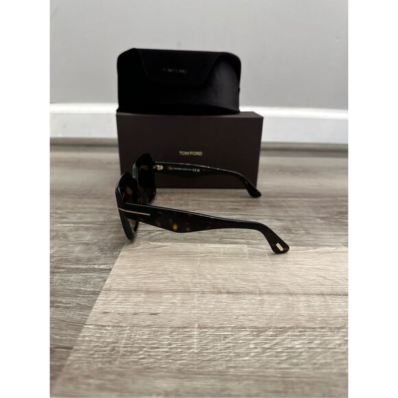 BNIB Tom Ford TF1157 ECO 52J Shiny Tinted Square Frame Sunglasses Dark Havana Br - Picture 11 of 12